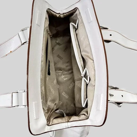 FRANCO SARTO Genuine Textured Leather Off White Satchel Handbag - Picture 8 of 16